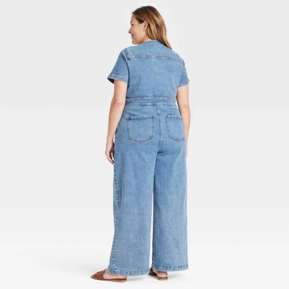 NWT Blue Short Sleeve Wide-Leg Jumpsuit Size 18 - Picture 4 of 6